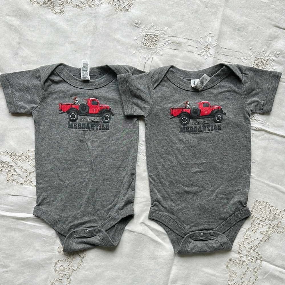 The Pioneer Woman Gray and Red Bodysuits with Graphic Design